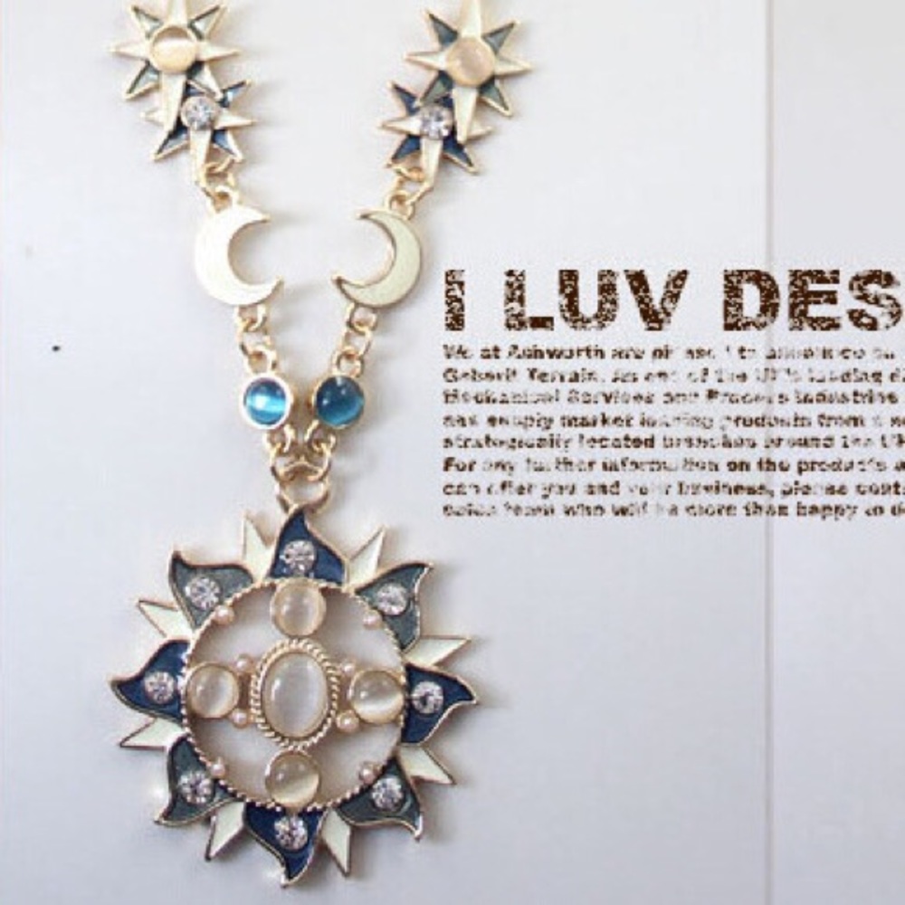 Sun Moon Star Astrology Mystic Statement Necklace - Picture 3 of 8